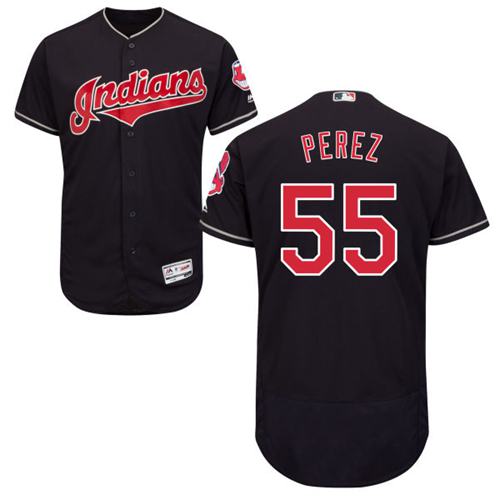 Indians #55 Roberto Perez Navy Blue Flexbase Authentic Collection Stitched MLB Jersey - 副本