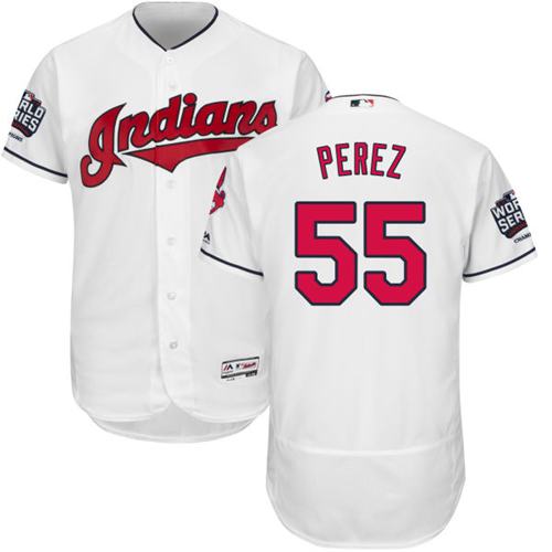 Indians #55 Roberto Perez White Flexbase Authentic Collection 2016 World Series Bound Stitched MLB Jersey - 副本