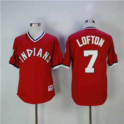 Indians #7 Kenny Lofton Red Throwback Stitched MLB Jersey