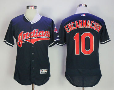 Indians 10 Edwin Encarnacion Navy Flexbase Jersey