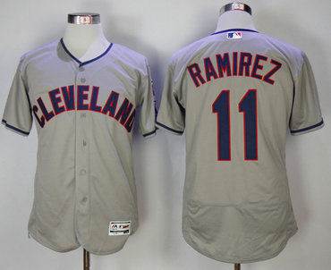 Indians 11 Jose Ramirez Gray Flexbase Jersey