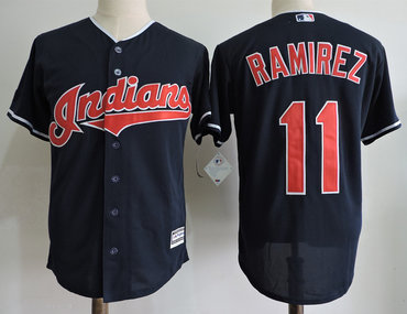 Indians 11 Jose Ramirez Navy Cool Base Jersey