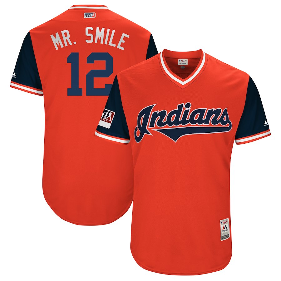 Indians 12 Francisco Lindor Mr. Smile Red 2018 Players' Weekend Authentic Team Jersey
