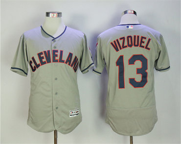 Indians 13 Omar Vizquel Gray Flexbase Jersey
