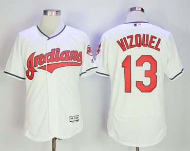 Indians 13 Omar Vizquel White Flexbase Jersey