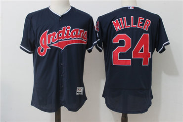 Indians 24 Andrew Miller Navy Flexbase Jersey