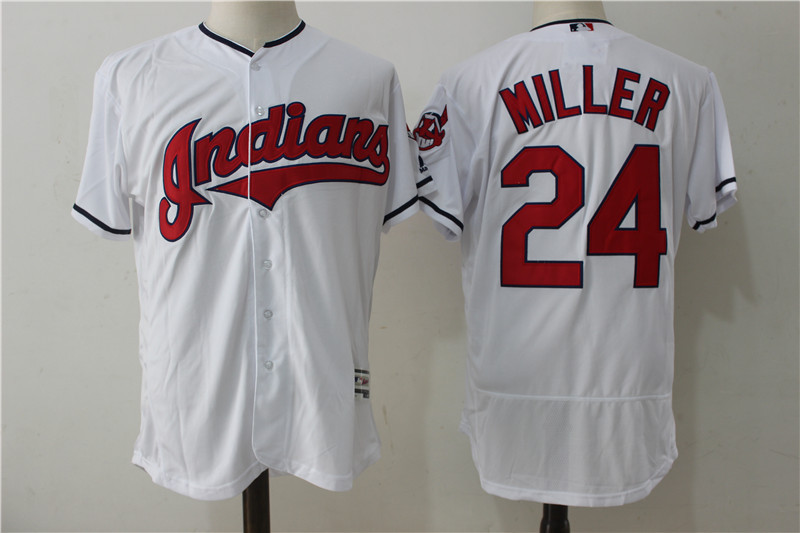 Indians 24 Andrew Miller White Flexbase Jersey