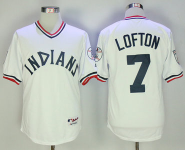 Indians 7 Kenny Lofton White Throwback Jersey