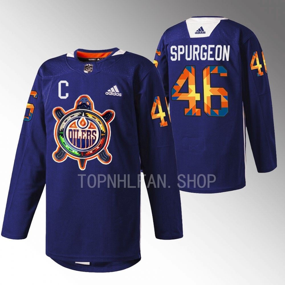 Indigenous Celebration Night Minnesota Wild Jared Spurgeon 2022 Navy Warmup Jersey men's