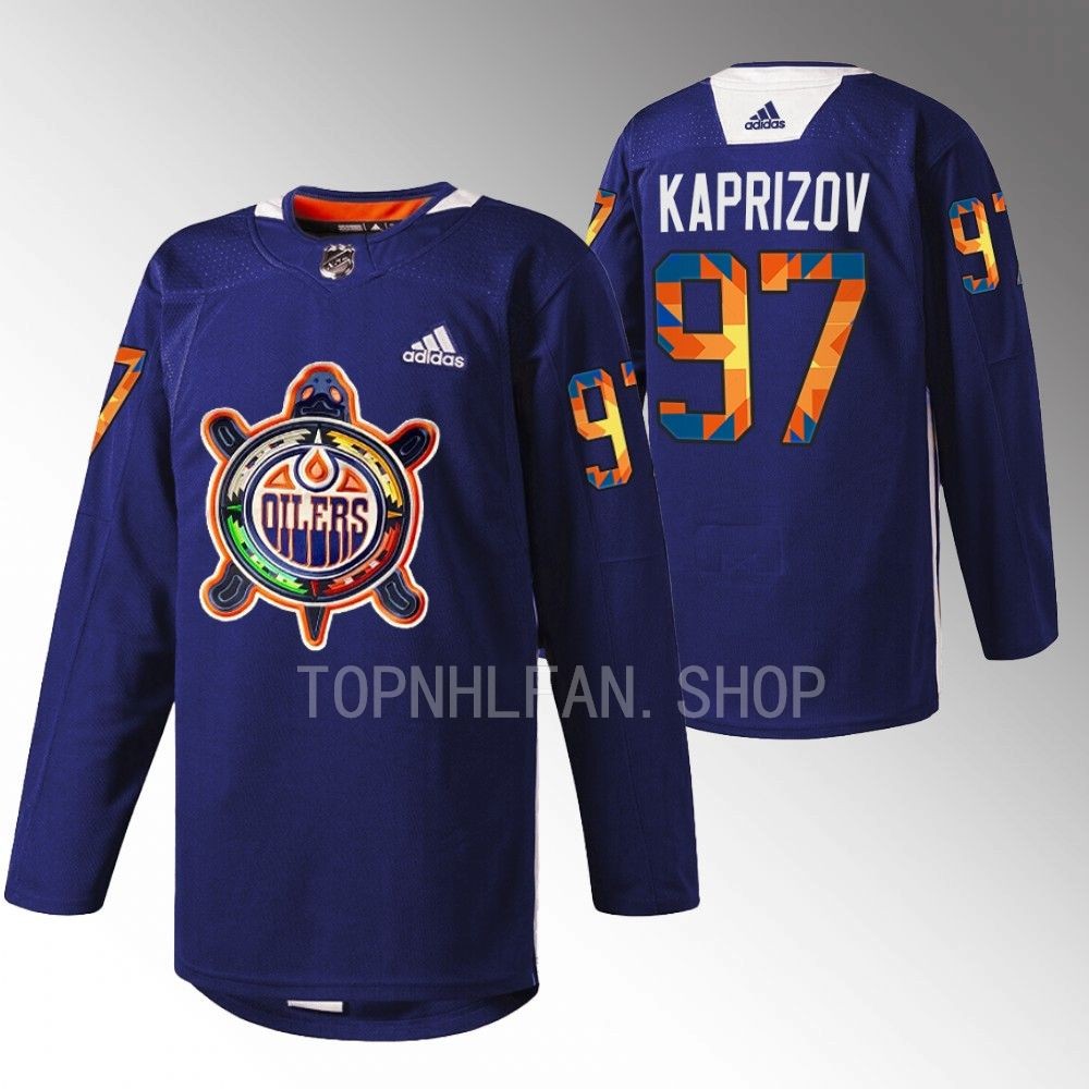 Indigenous Celebration Night Minnesota Wild Kirill Kaprizov 2022 Navy Warmup Jersey men's
