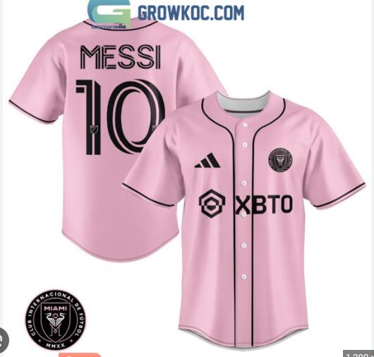 Inter Miami XBTO Lionel Messi 10 Pink Design Baseball Jersey