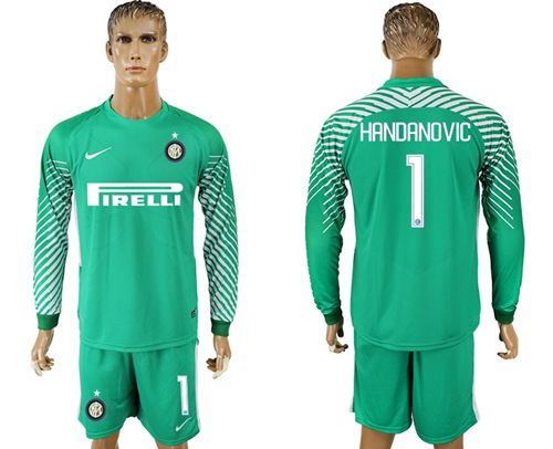 Inter Milan #1 Handanovic Green Goalkeeper Long Sleeves Soccer Club Jersey