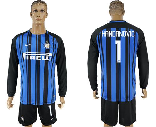Inter Milan #1 Handanovic Home Long Sleeves Soccer Club Jersey