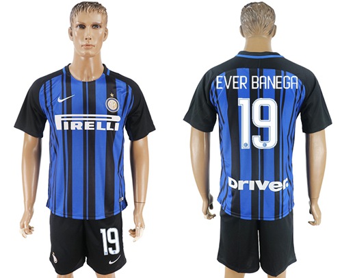 Inter Milan #19 Ever Banega Home Soccer Club Jersey