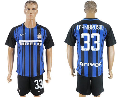 Inter Milan #33 D'Ambrosio Home Soccer Club Jersey