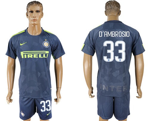 Inter Milan #33 D'Ambrosio Sec Away Soccer Club Jersey