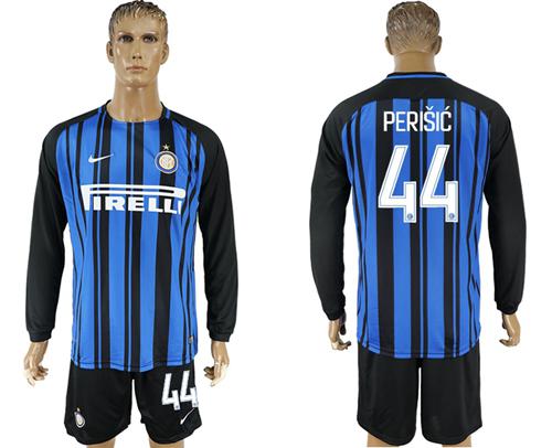 Inter Milan #44 Perisic Home Long Sleeves Soccer Club Jersey