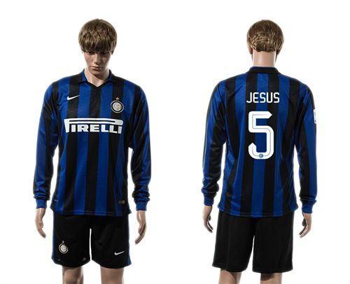 Inter Milan #5 Jesus Home Long Sleeves Soccer Club Jersey