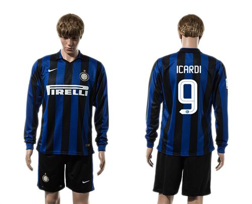 Inter Milan #9 Icardi Home Long Sleeves Soccer Club Jersey