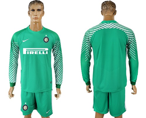 Inter Milan Blank Green Goalkeeper Long Sleeves Soccer Club Jersey