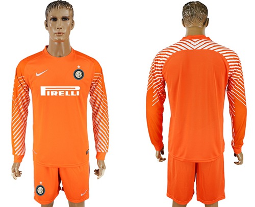 Inter Milan Blank Orange Goalkeeper Long Sleeves Soccer Club Jersey