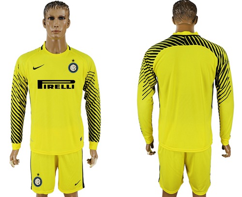 Inter Milan Blank Yellow Goalkeeper Long Sleeves Soccer Club Jersey