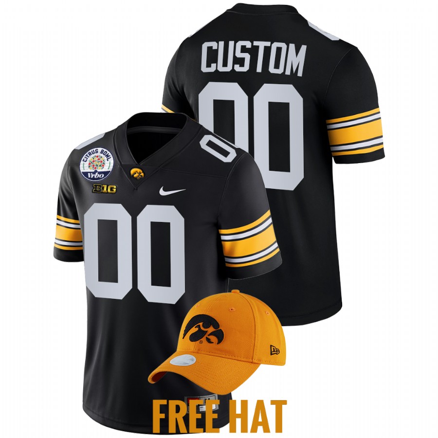 Iowa Hawkeyes Custom 2021 Citrus Bowl Black Jersey Free Hat