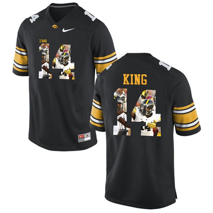 Iowa Hawkeyes Desmond King Black Printing Player Portrait Football Jersey