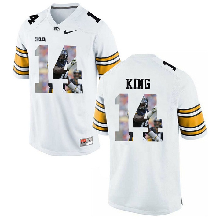 Iowa Hawkeyes Desmond King White Printing Player Portrait Football Jersey