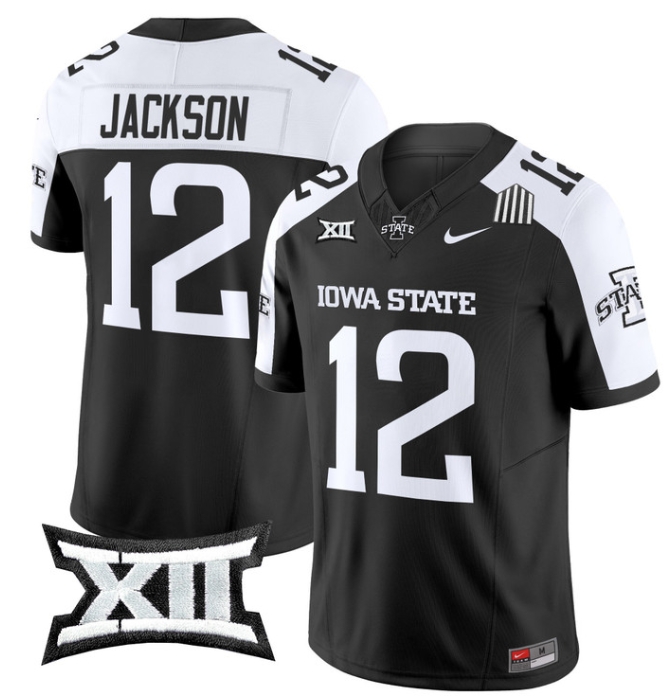 Iowa State Cyclones 2024 Vapor Limited Football  Jersey - All Stitched  BLACK ALTERNATE #12 JAYLON JACKSON