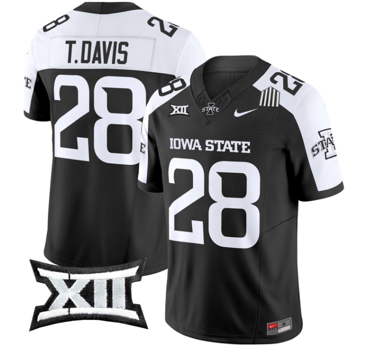 Iowa State Cyclones 2024 Vapor Limited Football  Jersey - All Stitched  BLACK ALTERNATE #28 TROY DAVIS