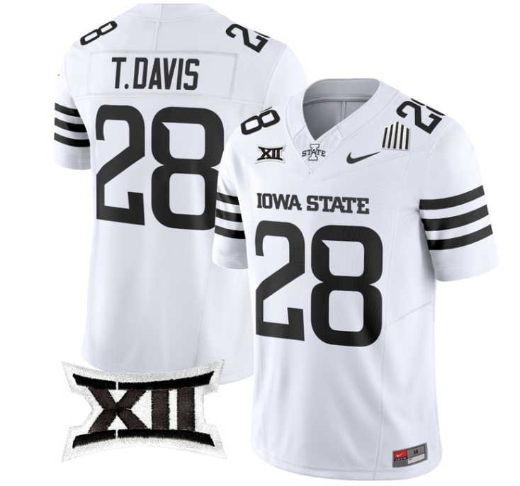 Iowa State Cyclones 2024 Vapor Limited Football  Jersey - All Stitched  CARDINAL WHITE LIMITED#28 TROY DAVIS