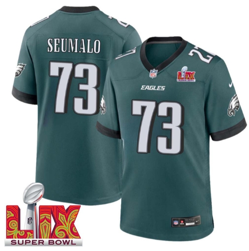 Isaac Seumalo No 73 Men Super Bowl LIX Philadelphia Eagles Home Game 2025 Jersey- Replica