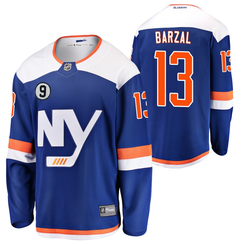 Islanders #13 Mathew Barzal Blue No.9 patch Jersey