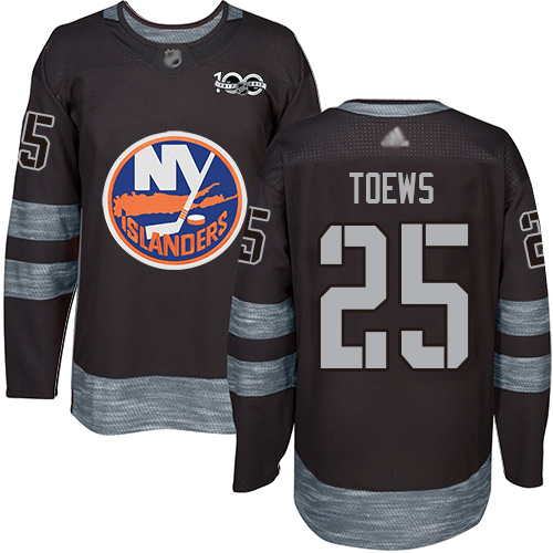 Islanders #25 Devon Toews Black 1917-2017 100th Anniversary Stitched Hockey Jersey