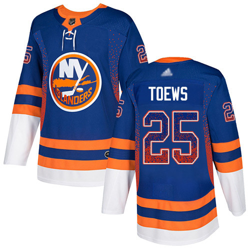 Islanders #25 Devon Toews Royal Blue Home Authentic Drift Fashion Stitched Hockey Jersey