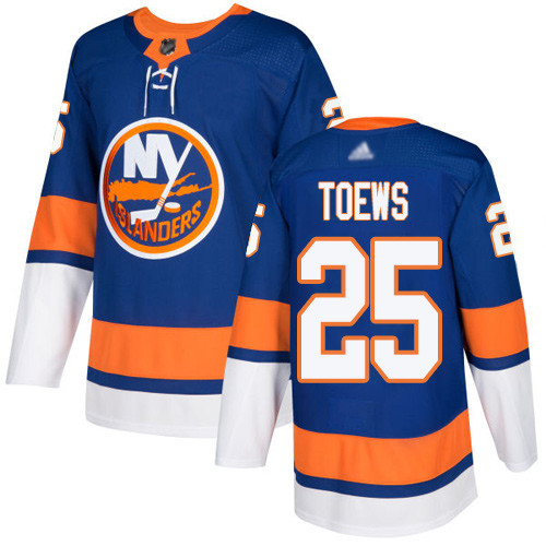 Islanders #25 Devon Toews Royal Blue Home Authentic Stitched Hockey Jersey