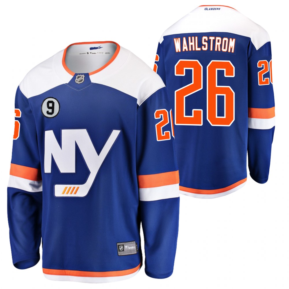 Islanders #26 Oliver Wahlstrom Blue No.9 patch Jersey