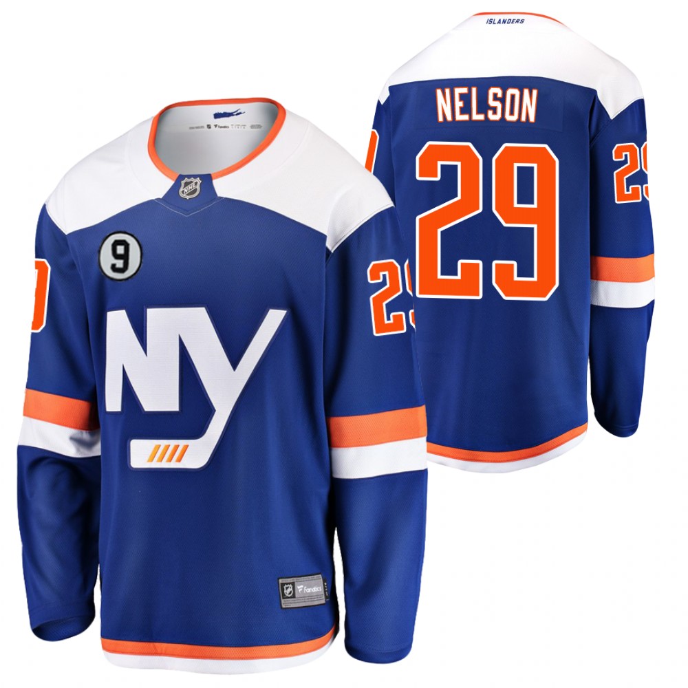 Islanders #29 Brock Nelson Blue No.9 patch Jersey