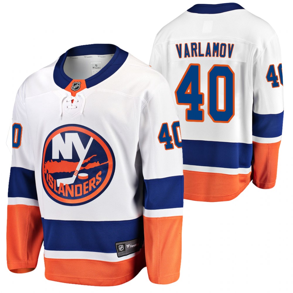 Islanders #40 Semyon Varlamov White 2021-22 Away Jersey