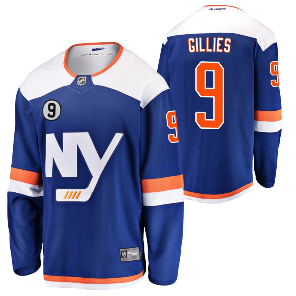 Islanders #9 Clark Gillies Blue No.9 patch Jersey