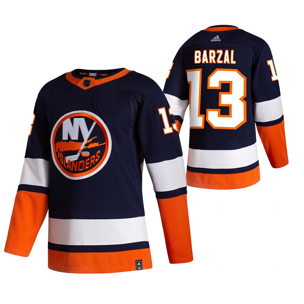 Islanders 2021 Reverse Retro #13 mathew barzal Blue Jersey Special Edition Authentic