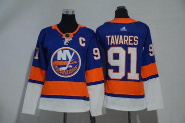 Islanders 91 John Tavares Blue Women Adidas Jersey