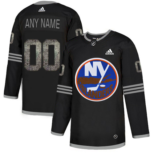 Islanders Black Shadow Logo Print Men's Customized Adidas Jersey