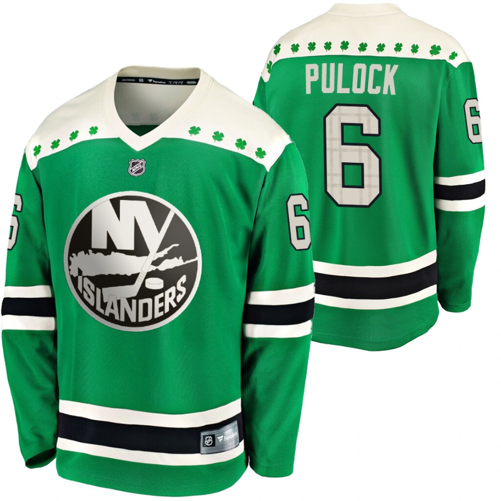 Islanders Ryan Pulock 2020 St. Patrick's Day Green #6 Jersey Replica Player