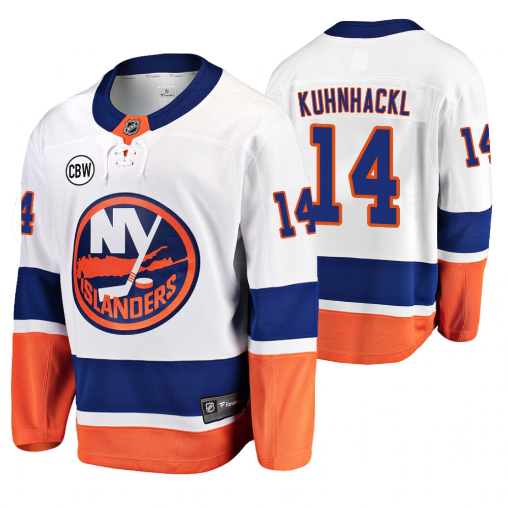 Islanders Tom Kuhnhackl White Breakaway Player Away Jersey