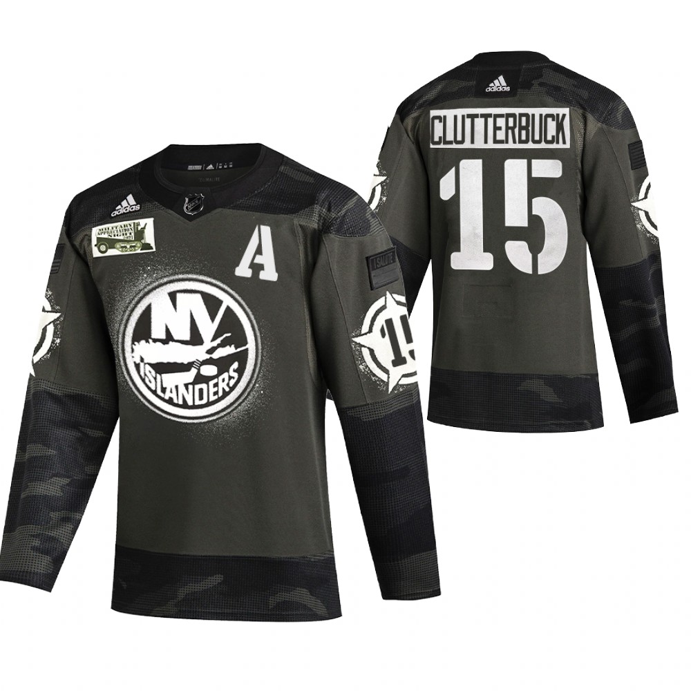 Islanders cal clutterbuck Camo 2021 Military Night Authentic Limited Jersey