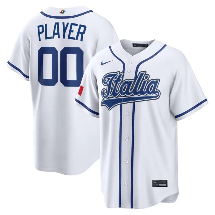 Italy 2026 World Baseball Classic White Custom Jersey - All Stitched