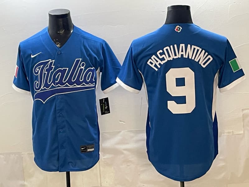 Italy Baseball White 2026 World Baseball Classic Home Stadium Jersey PASQUANTINO 9
