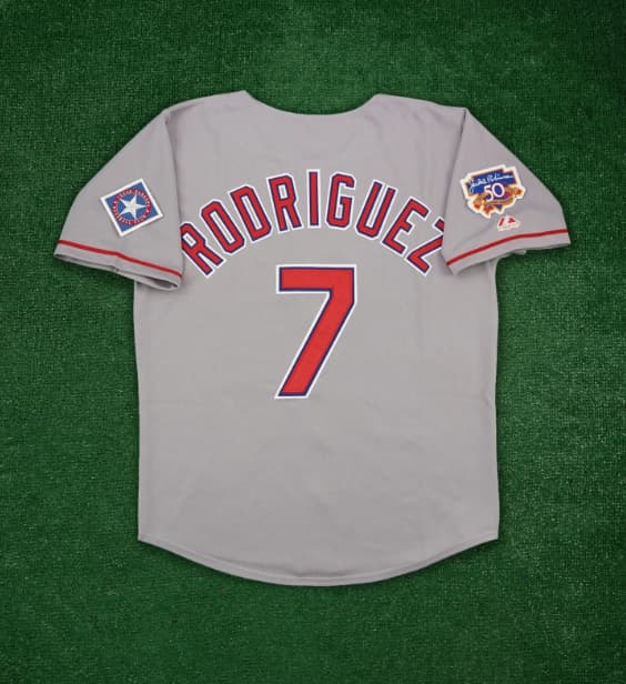 Ivan Rodriguez 1997 Texas Rangers Grey Road Jackie 50th Men's Cooperstown Jersey